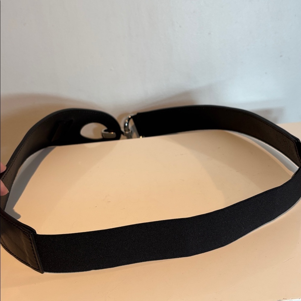 Brave 1992 black leather and elastic belt with brushed silver buckle size 36 - Picture 3 of 15